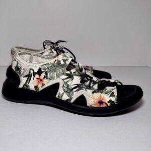Ecco Soft 5 Toggle Women's Sandal White Floral Print Size 7 / EU 38